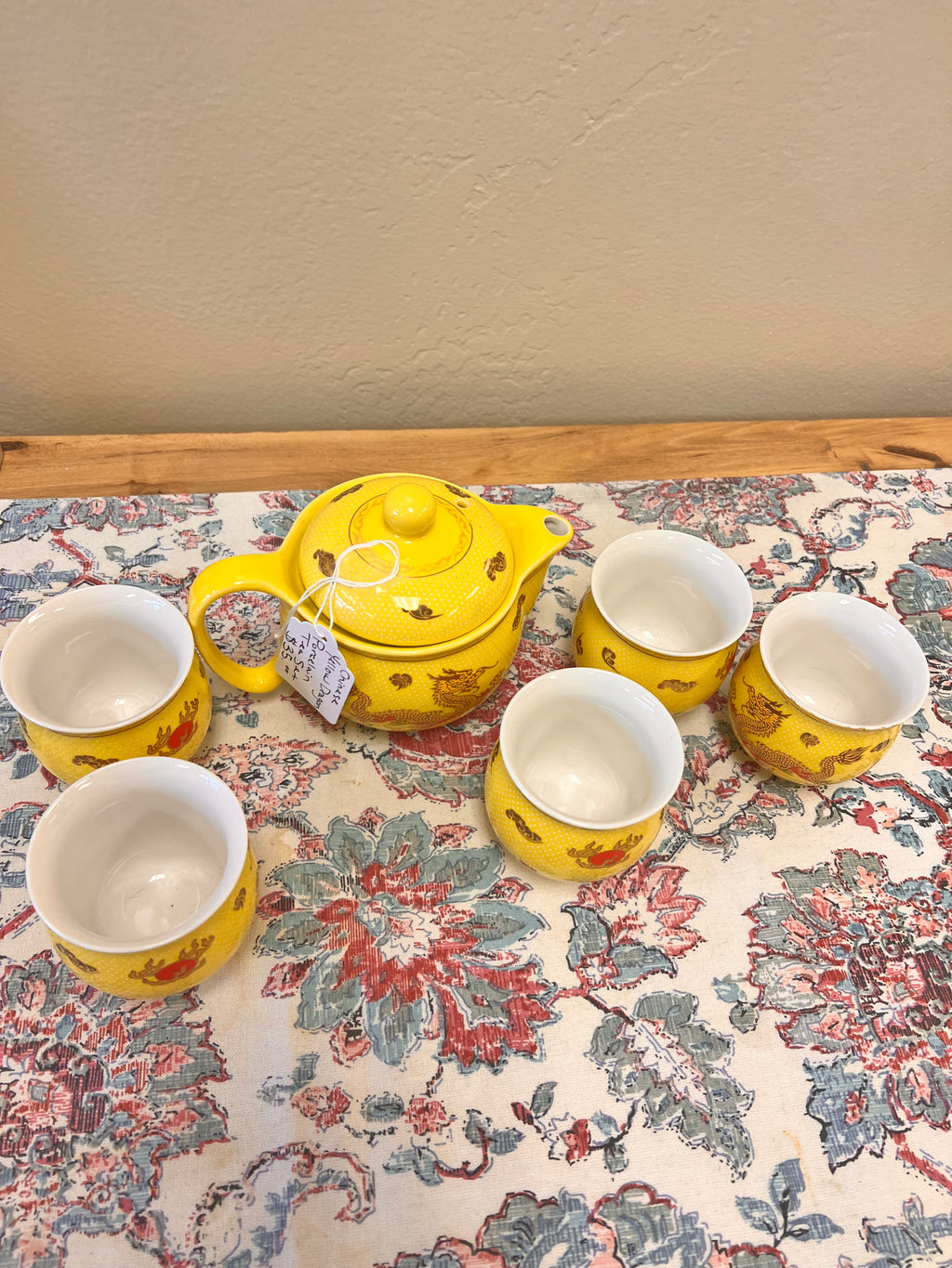 Chinese Yellow Dragon Porcelain Tea Set