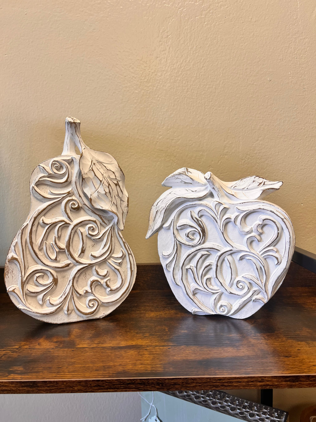 Apple Pear Wood Decor Set