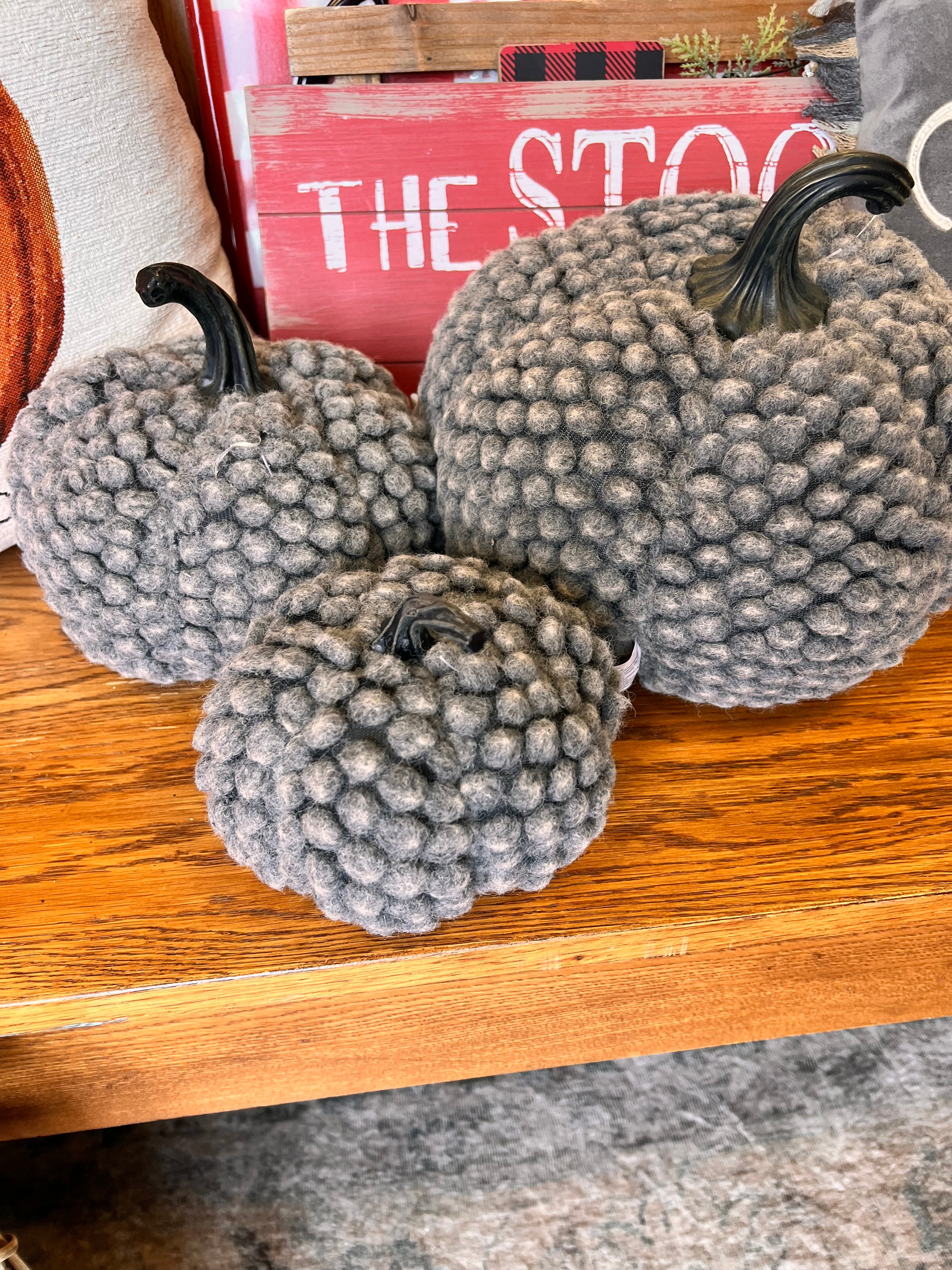 Gray 3 Piece Pumpkin Set