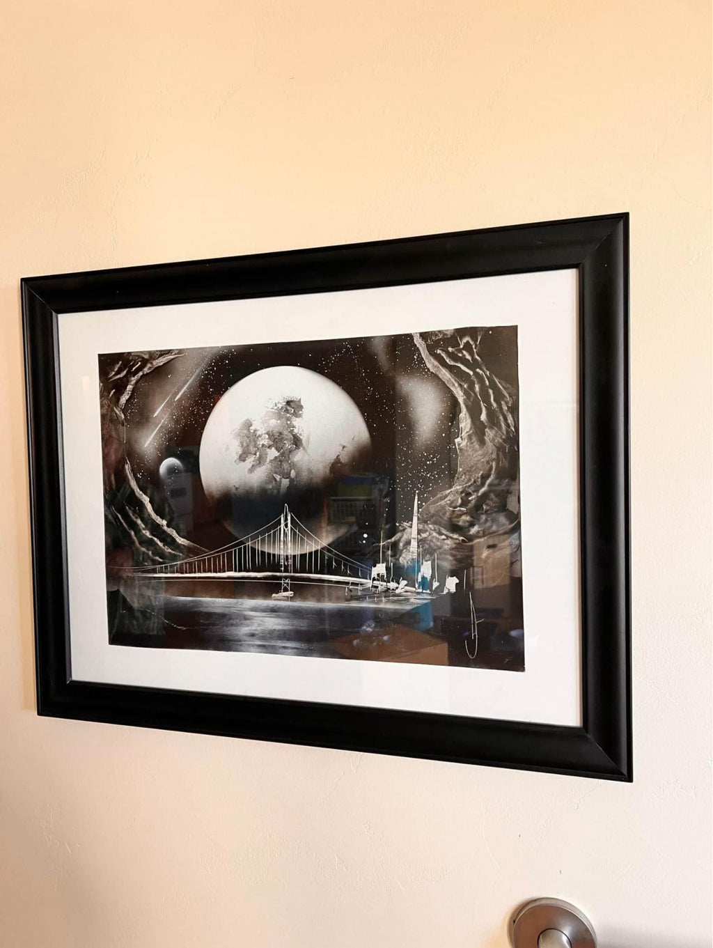 Beautiful Framed San Francisco Vendor Art Work 21”x27”