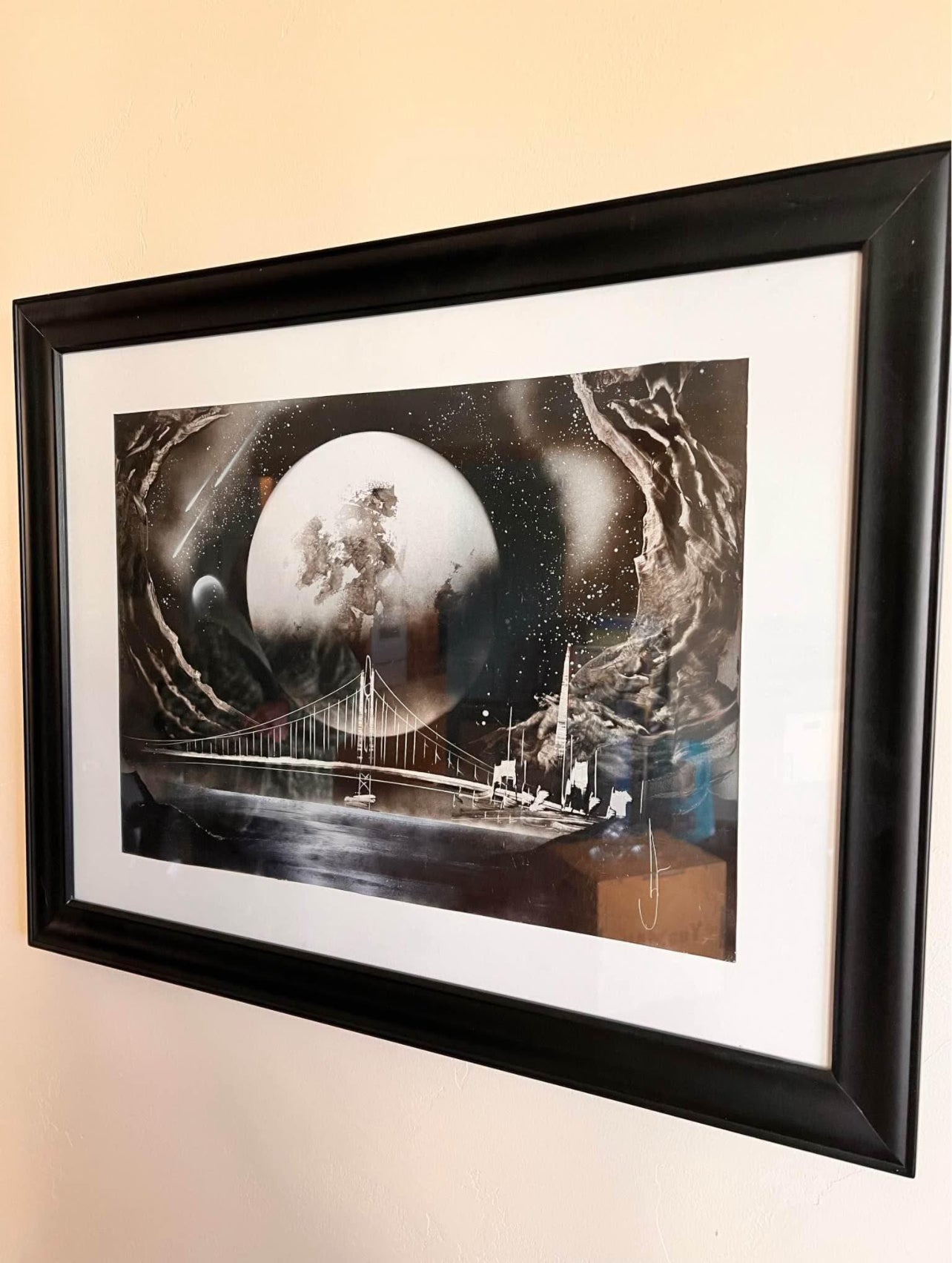 Beautiful Framed San Francisco Vendor Art Work 21”x27”