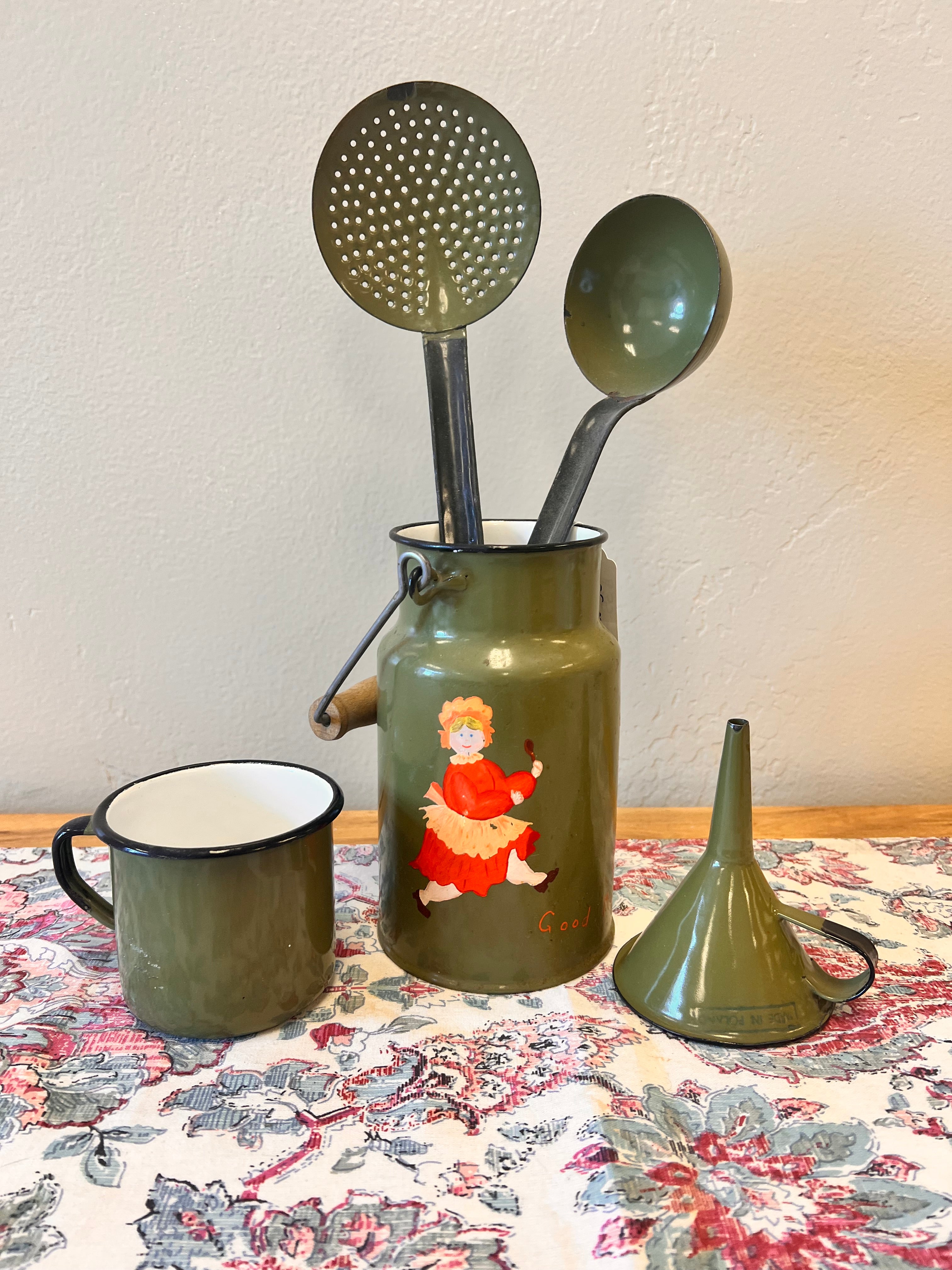 Vintage Enamel Set Made in Poland