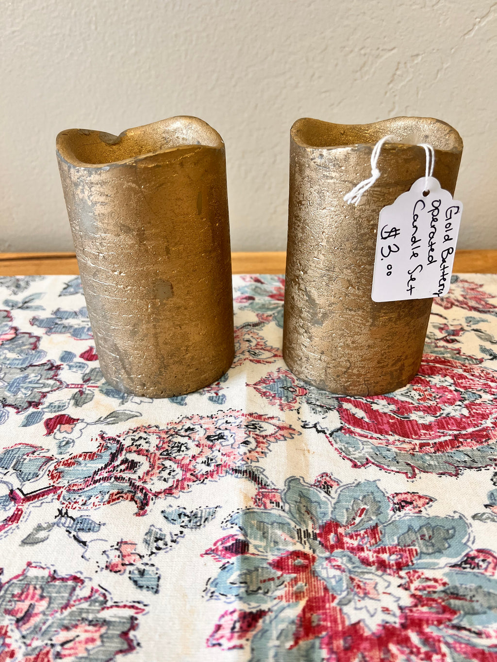 Gold Battery Operated Candle Set