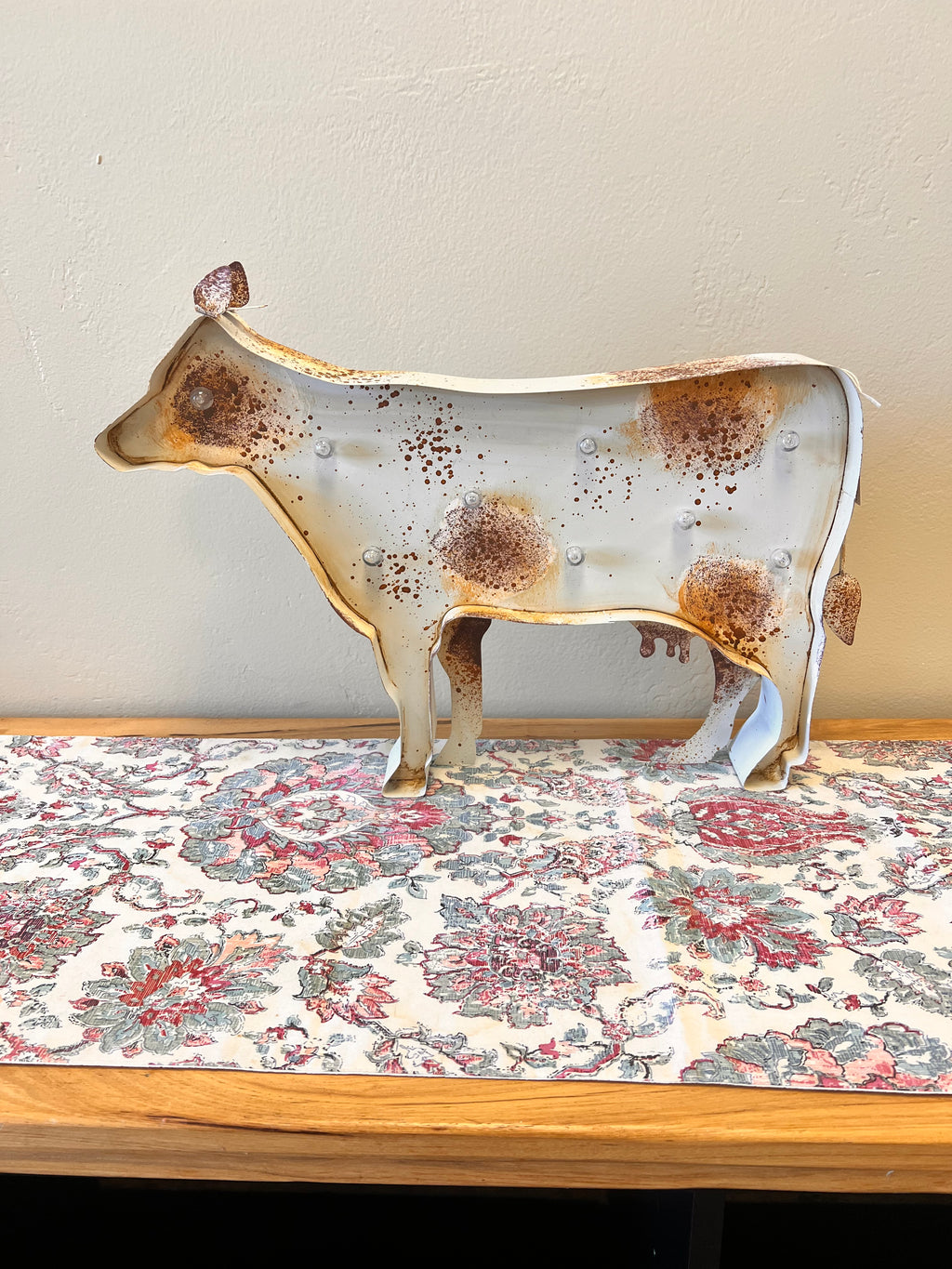 Pier 1 Rustic Light Up Metal Cow