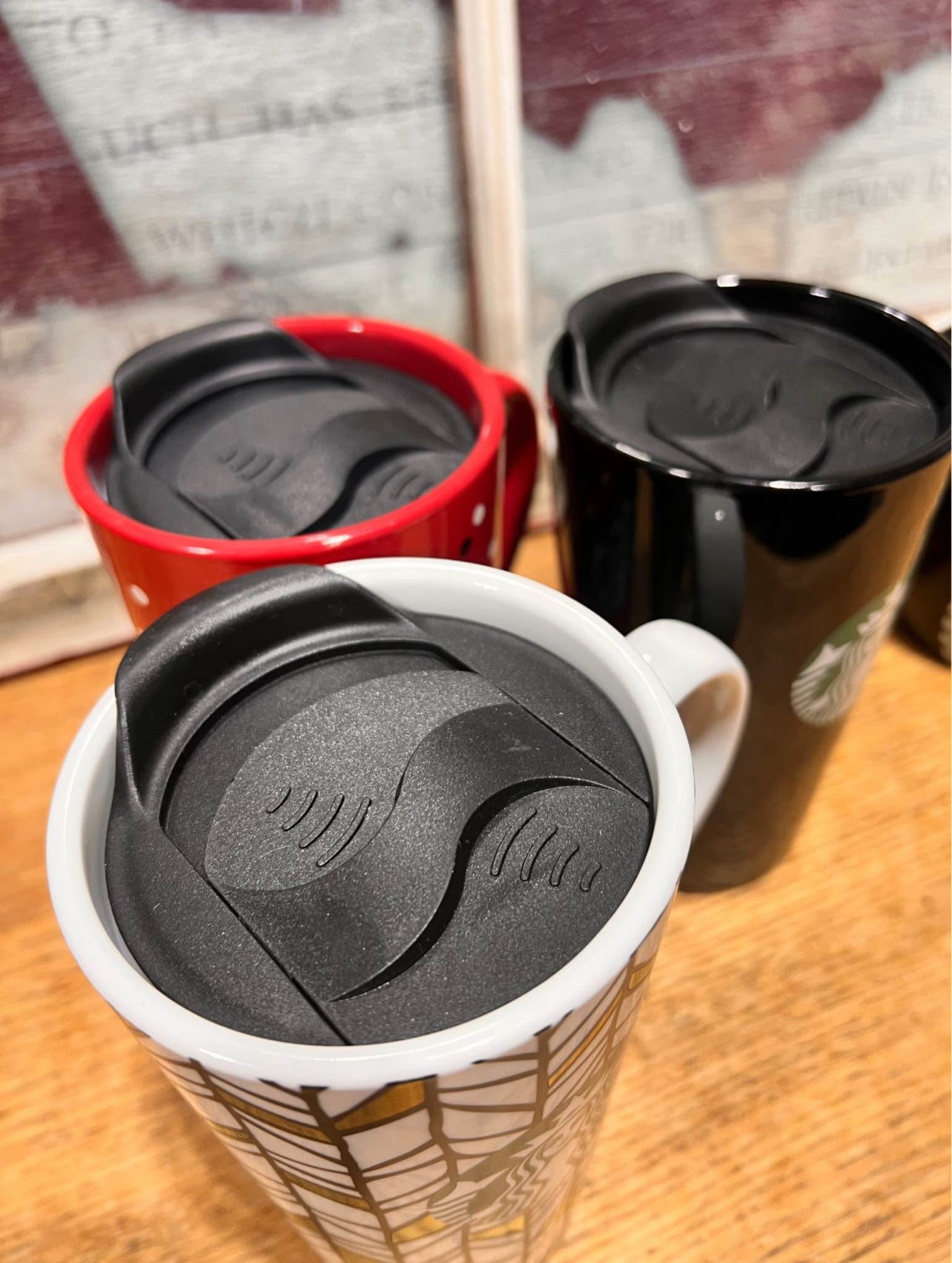 Starbucks Ceramic 14 oz Coffee Cup Travel Mug Set