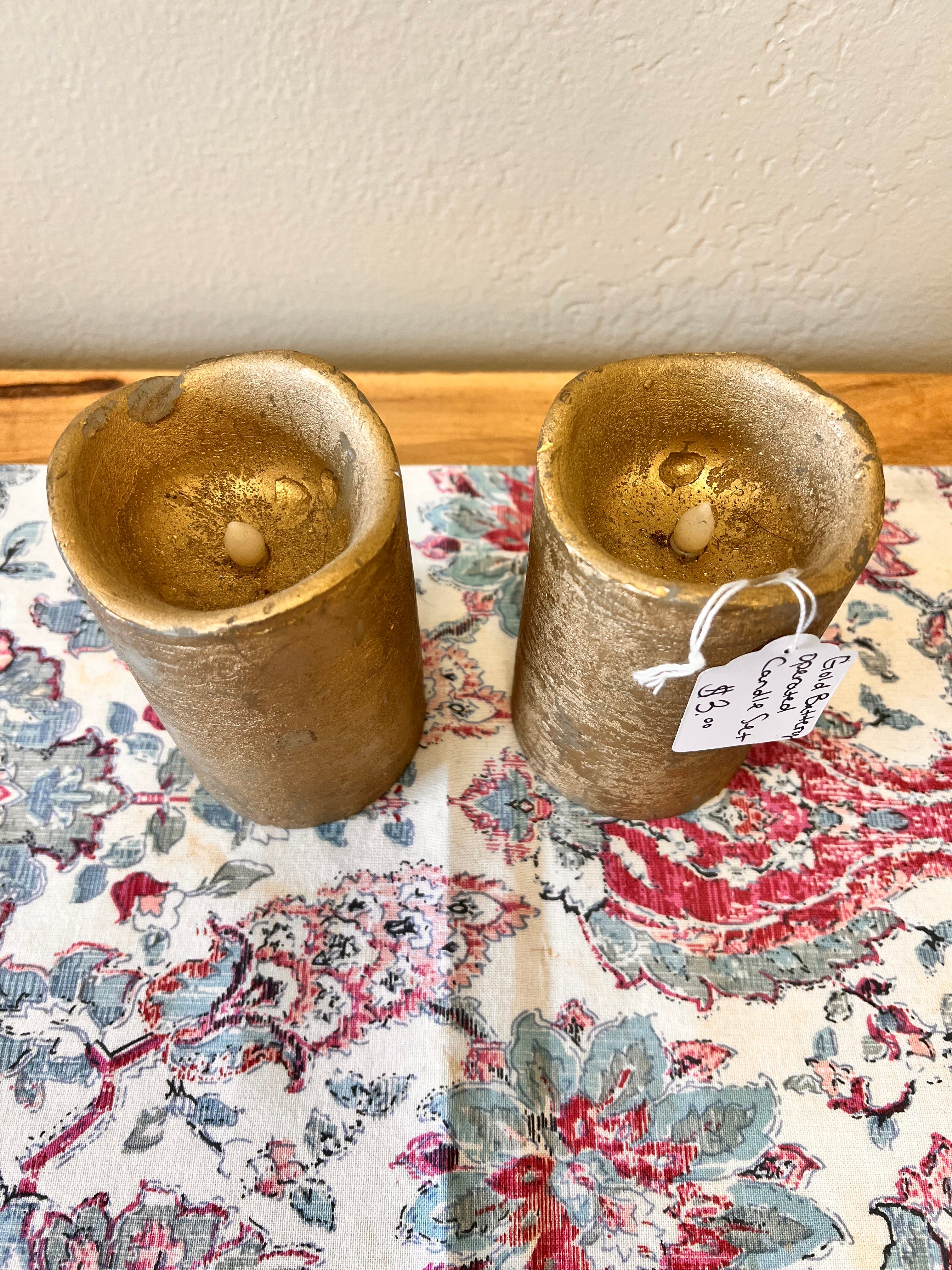 Gold Battery Operated Candle Set