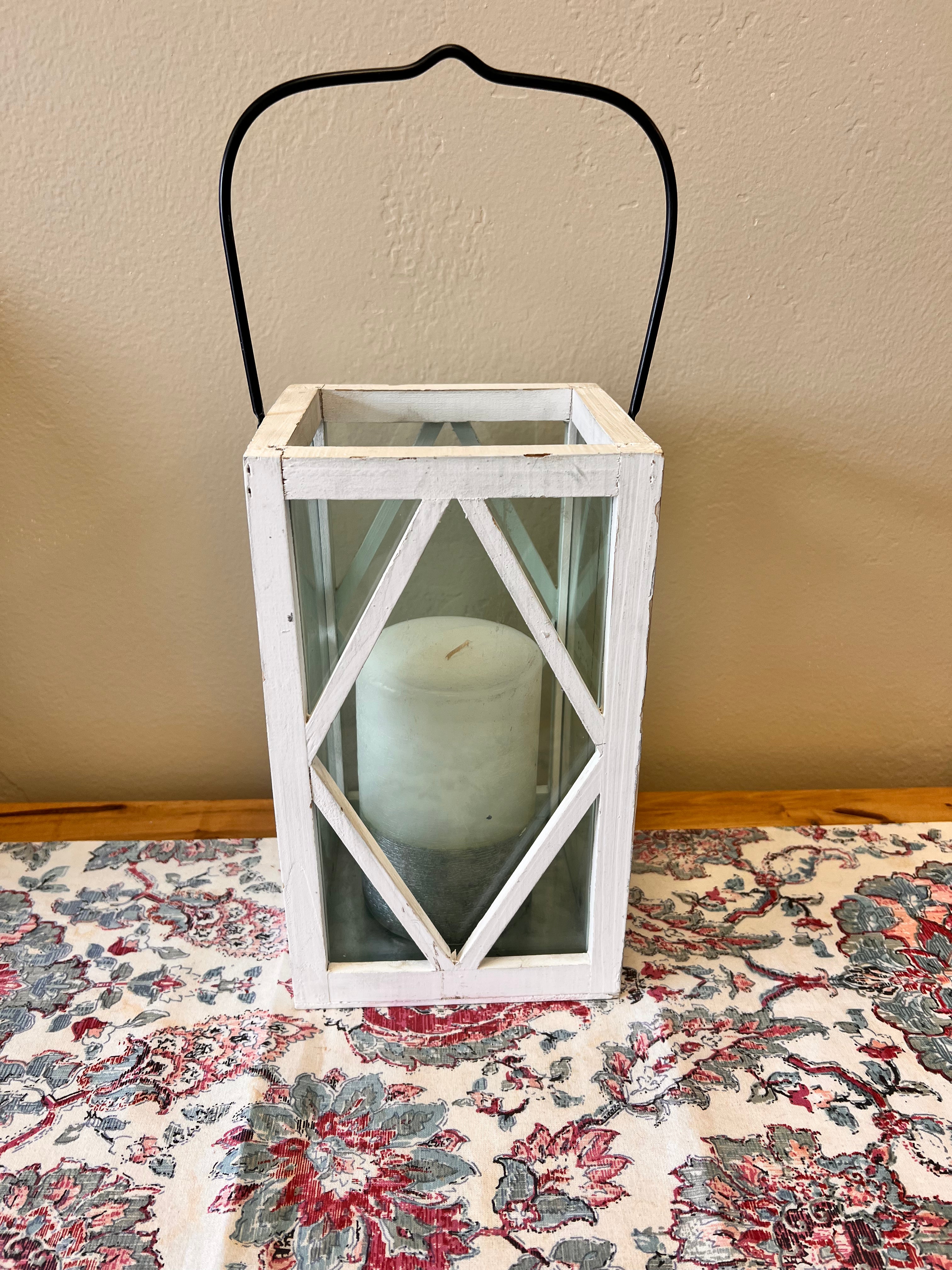 White Lantern Candle Holder