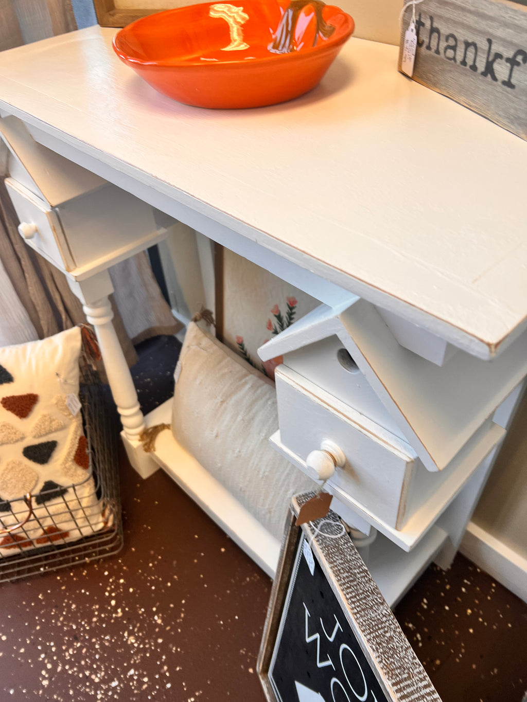 White Birdhouse Table