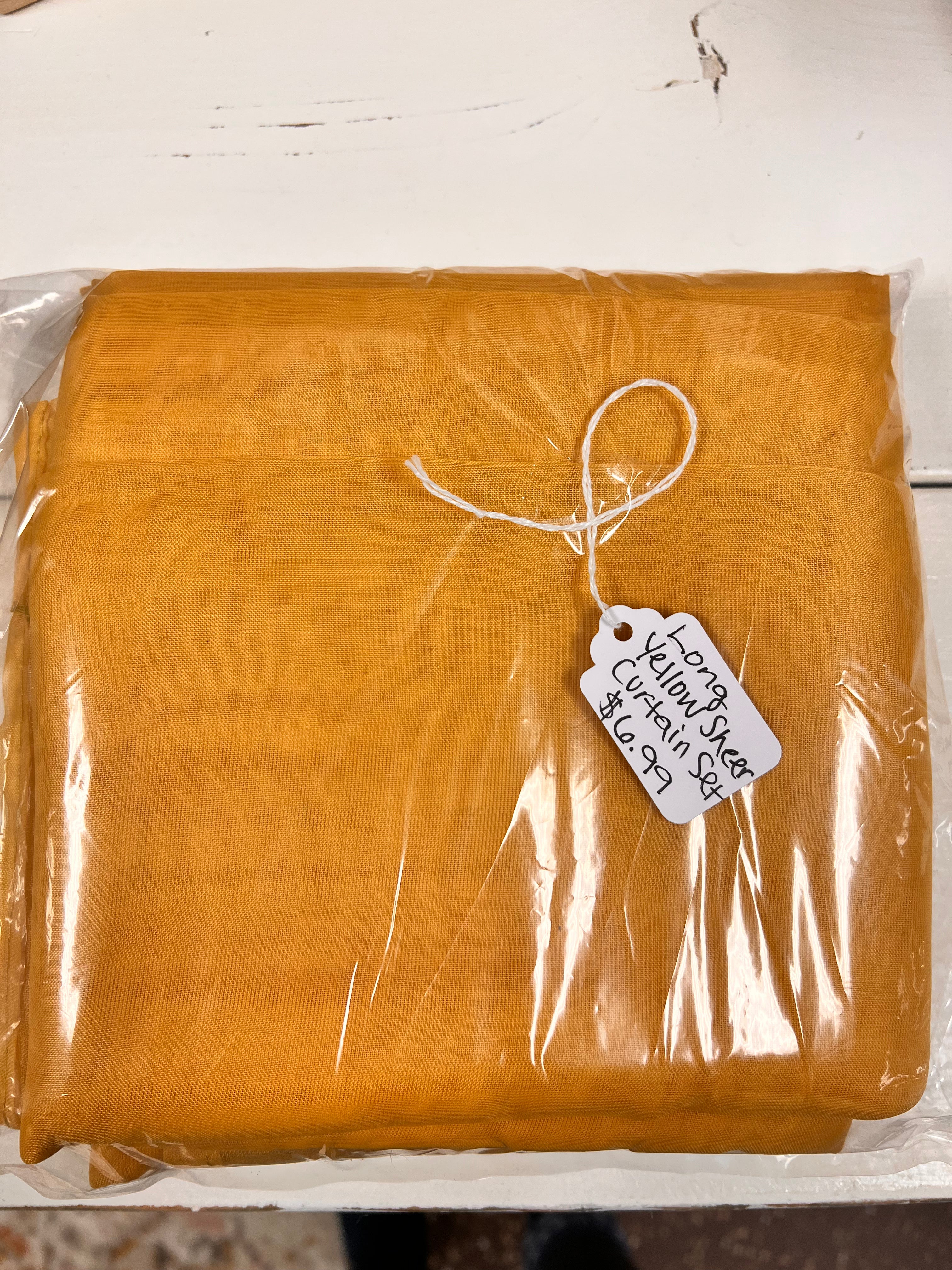 Long Yellow Sheer Curtain Set