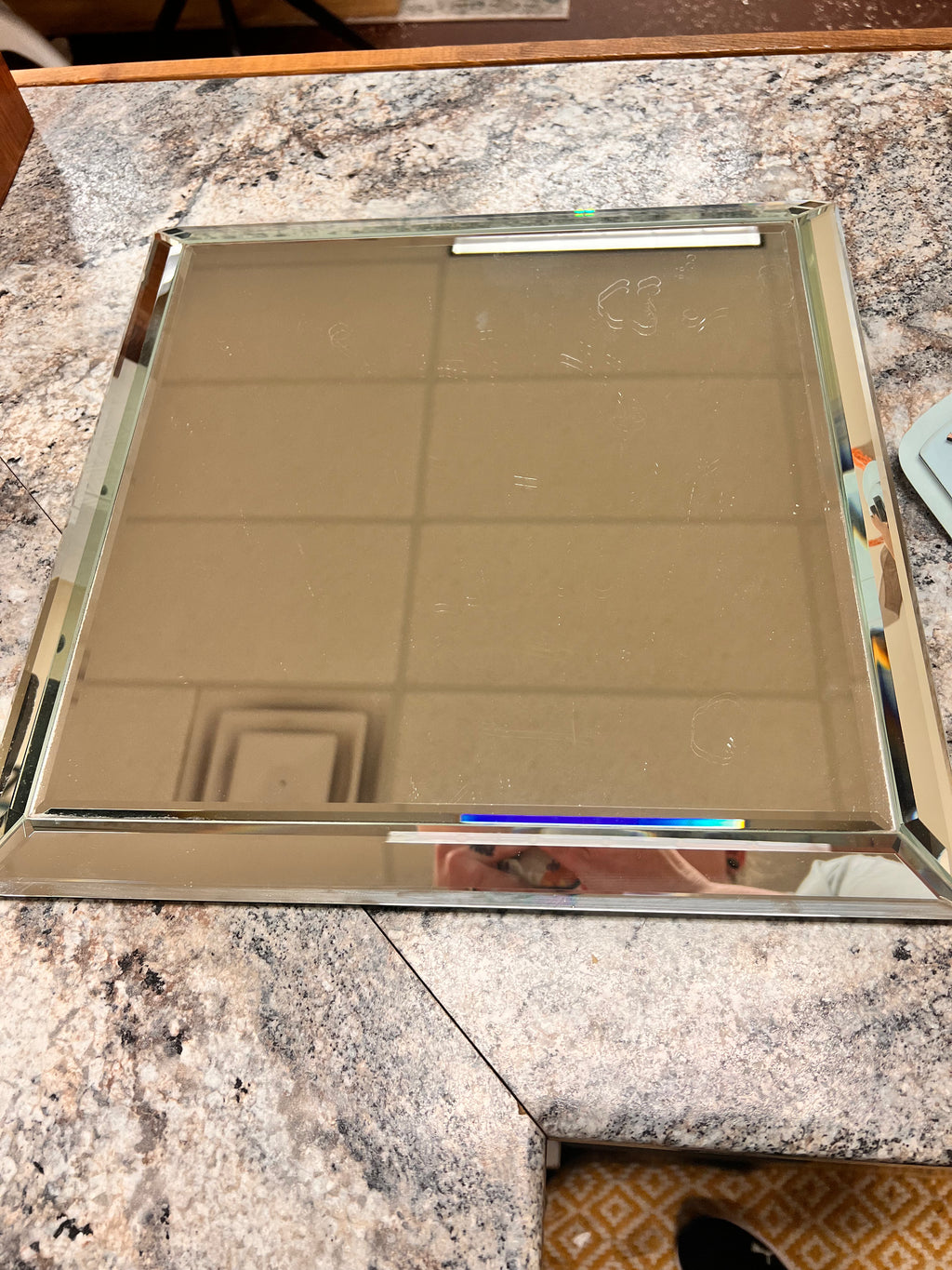 Square Beveled Table Mirror