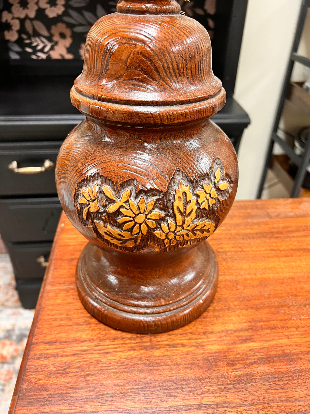 Vintage Hand Carved Lamp