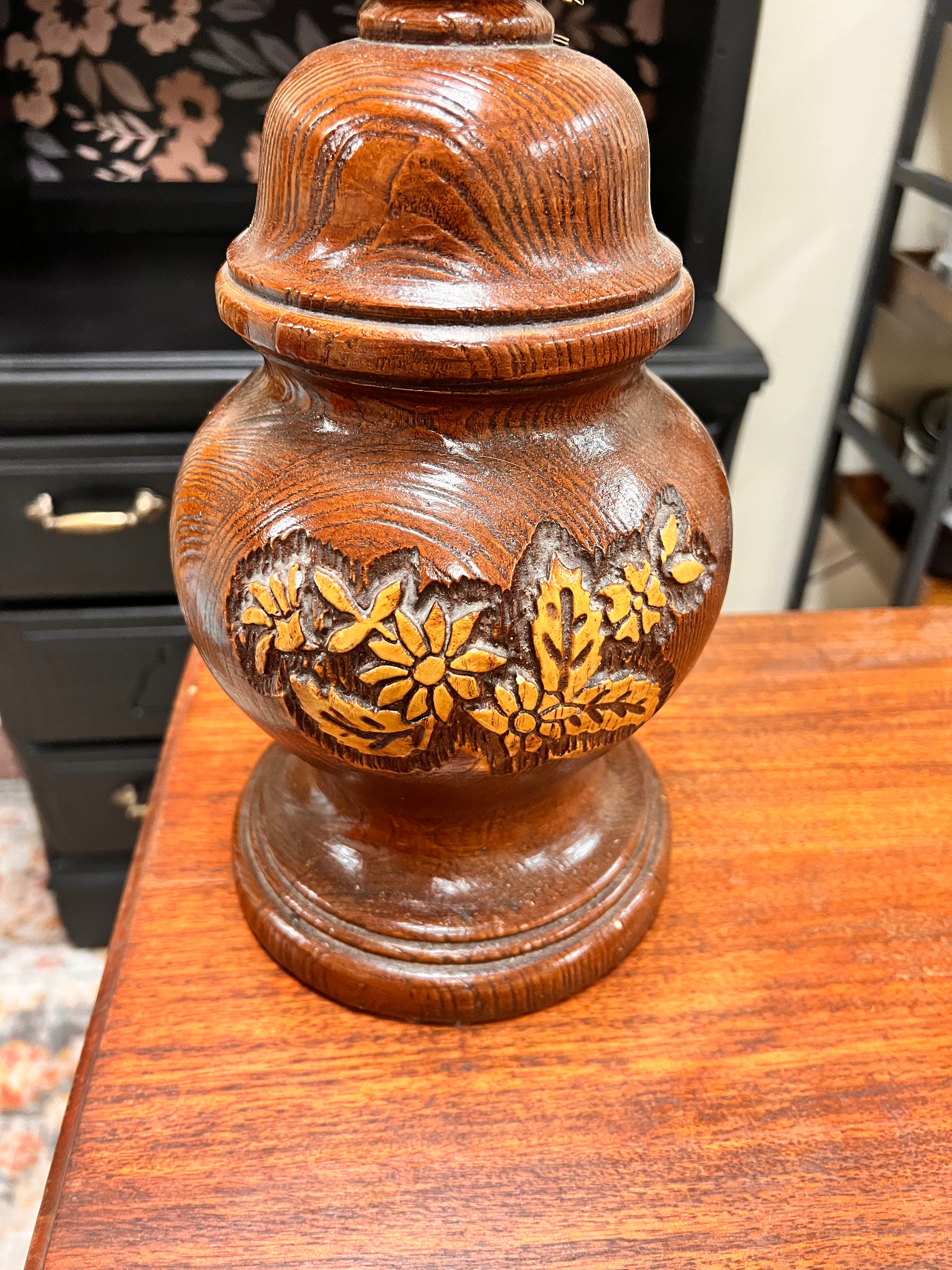 Vintage Hand Carved Lamp