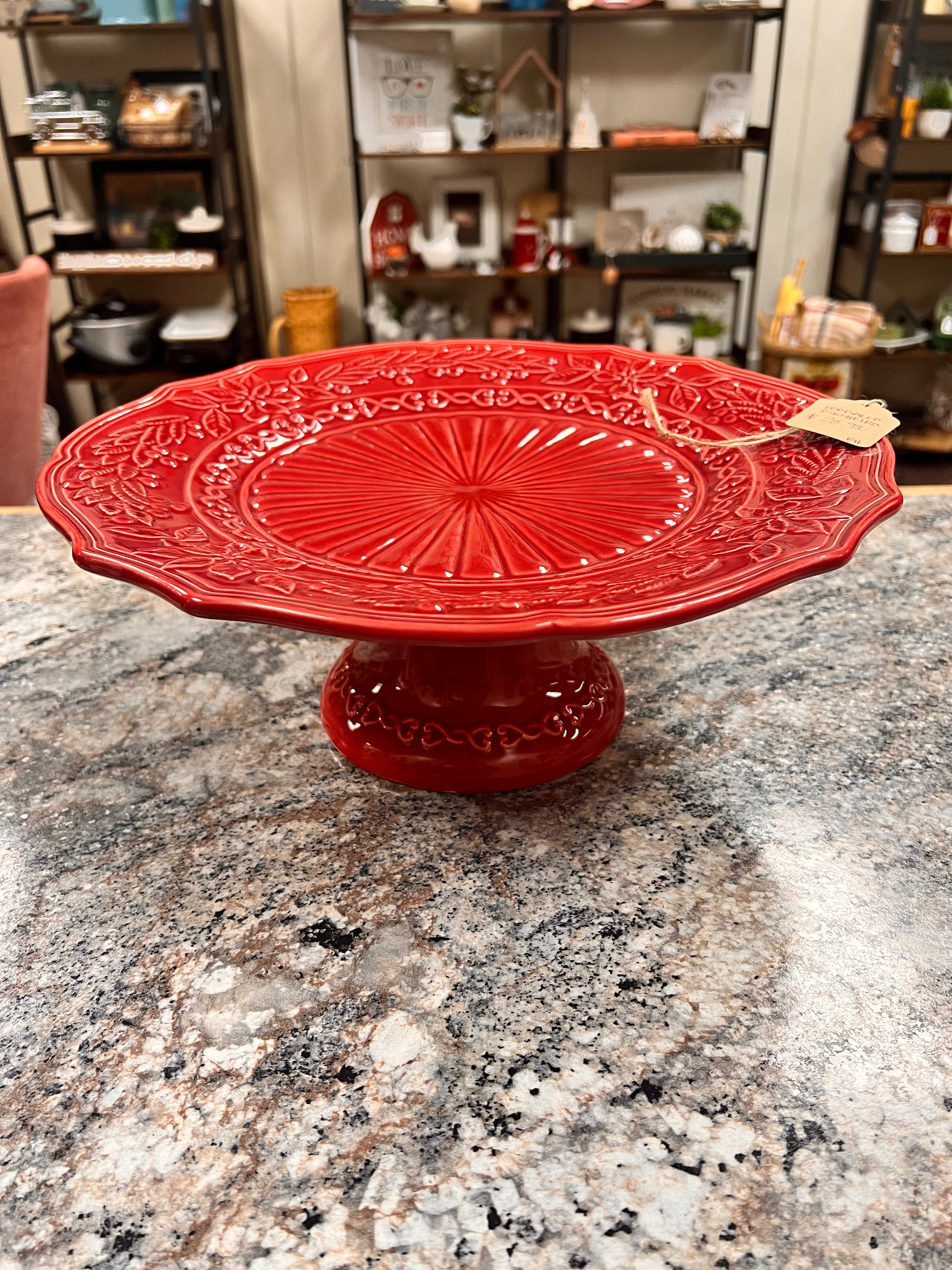 Red Cake Plate