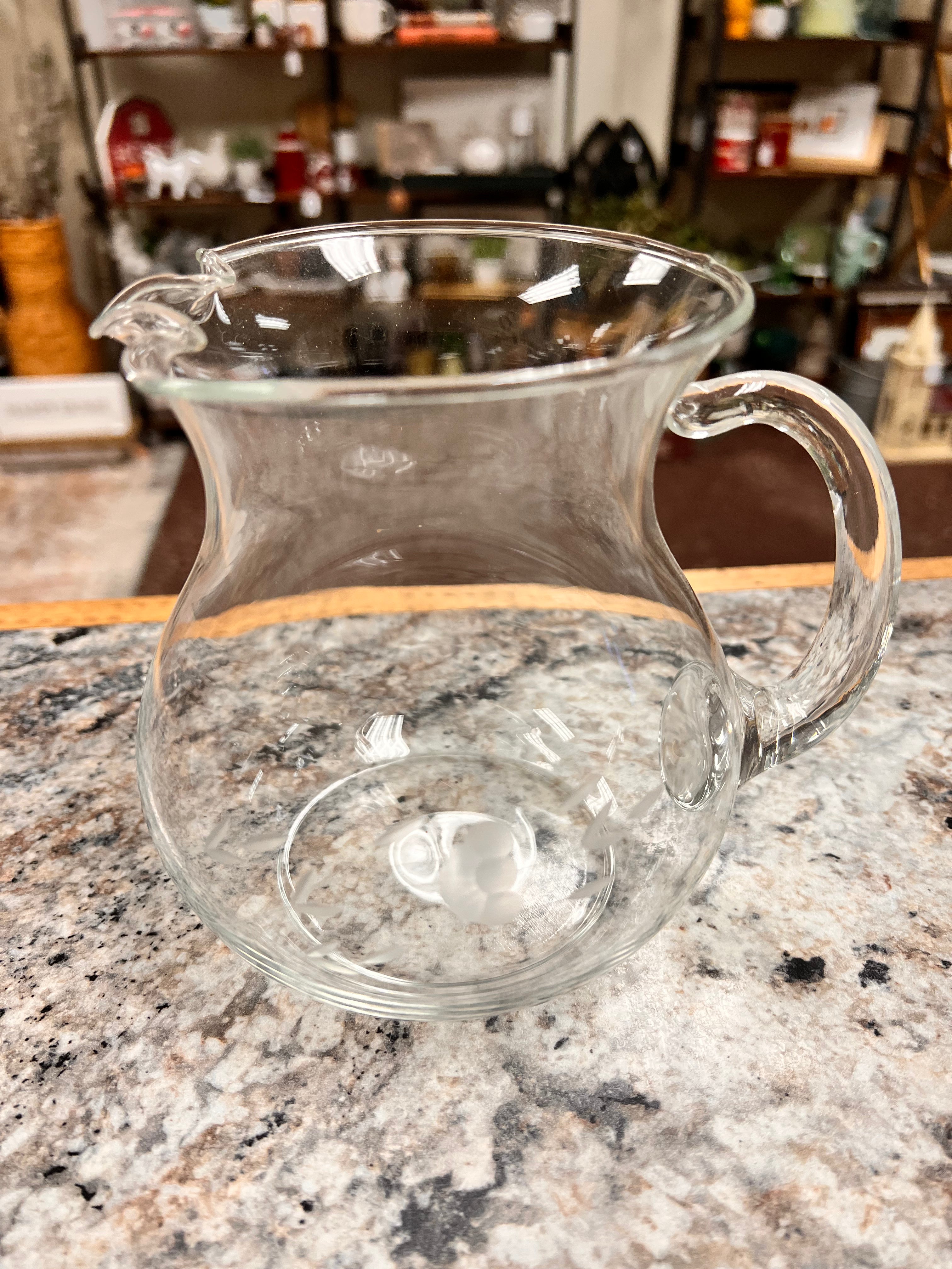 Vintage Etched Pitcher